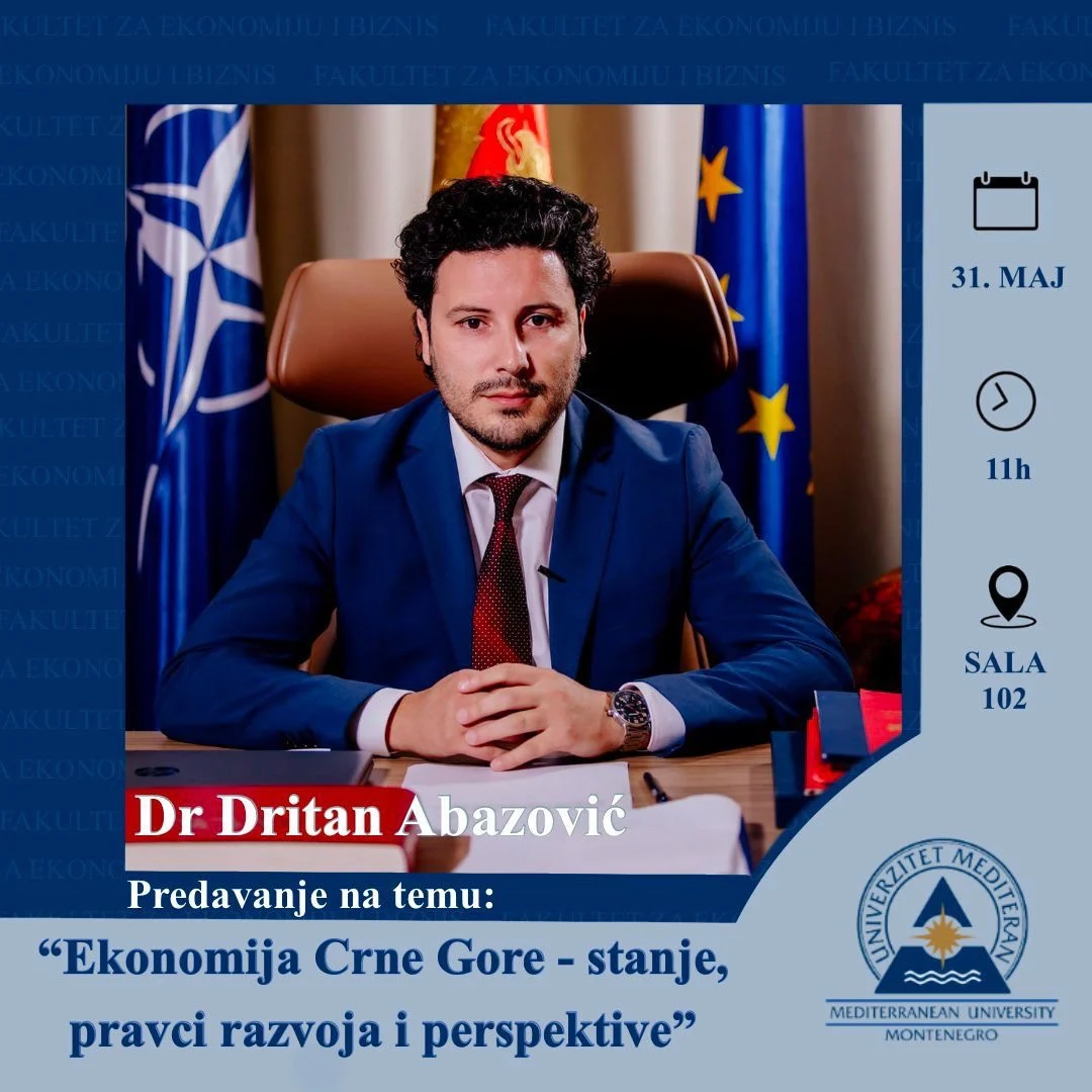 Predavanje premijera Crne Gore dr Dritana Abazovića na Univerzitetu Mediteran