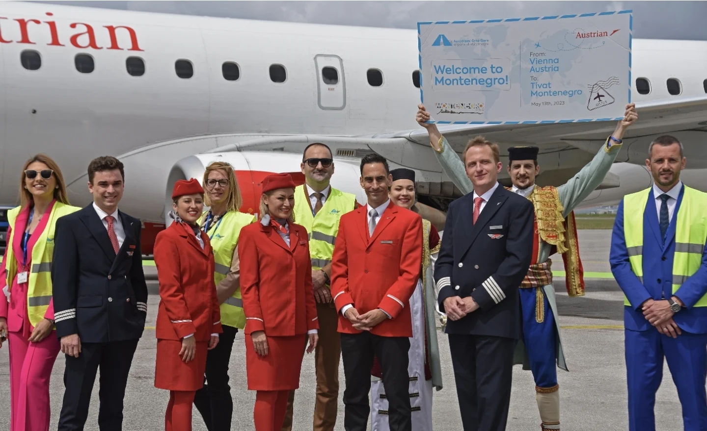 Beč i Tivat prvi put povezani direktnom avio linijom: Svečani doček za inauguralni let Austrian Airlines-a