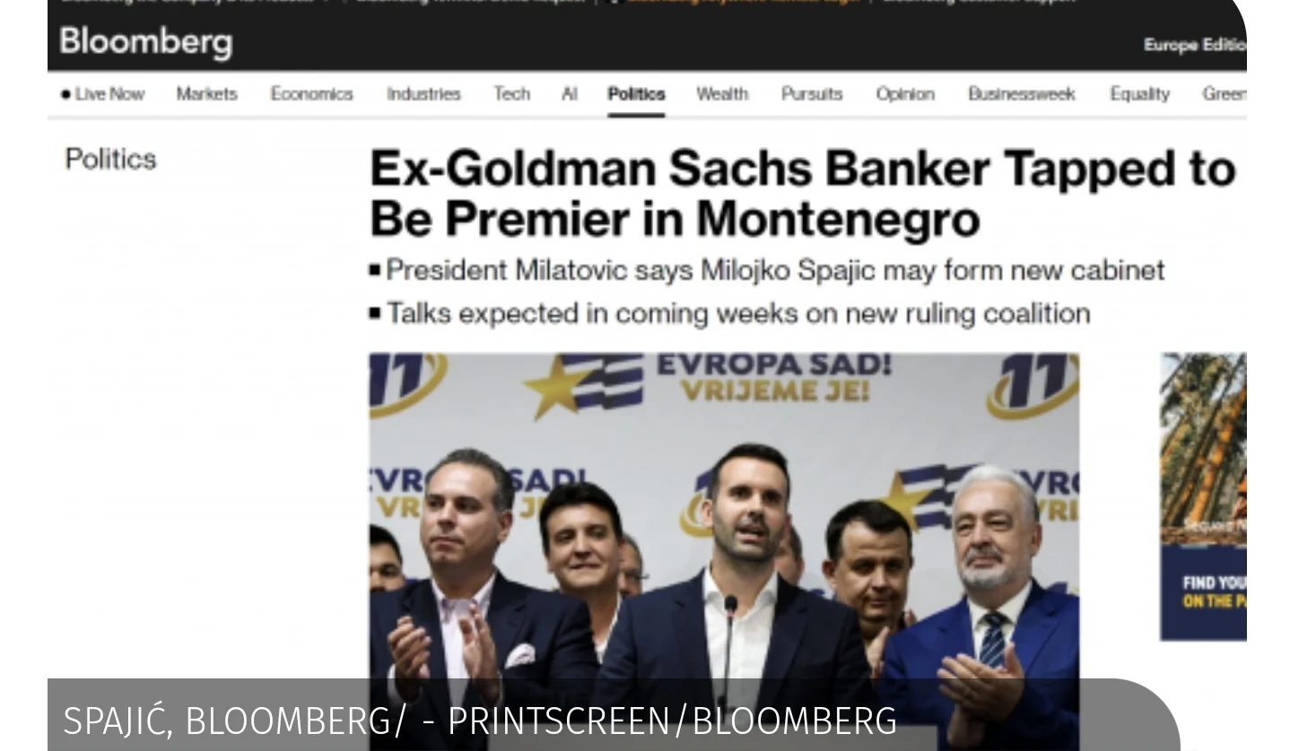O Spajiću piše i Bloomberg: Bivši bankar Goldman Sachs-a izabran za premijera u Crnoj Gori