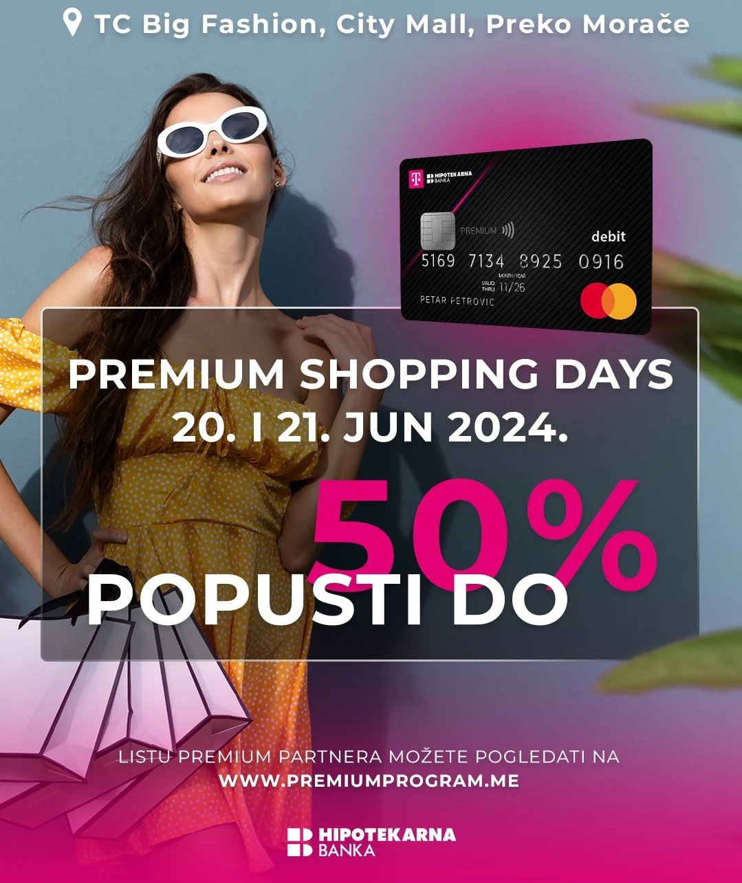 Za sve korisnike Premium Mastercard kartice, 20. i 21. juna 2024. godine popusti do 50%