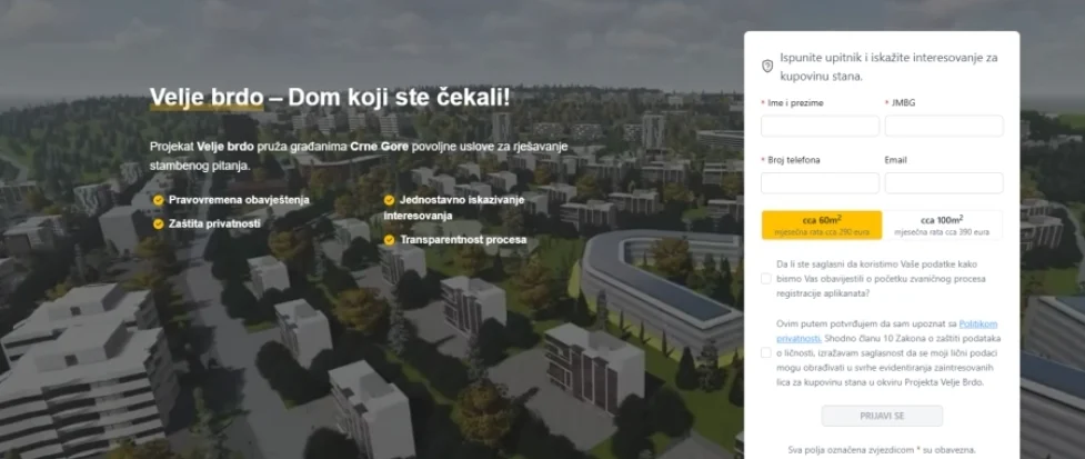 Pokrenut sajt Velje brdo, građani da iskažu interesovanje