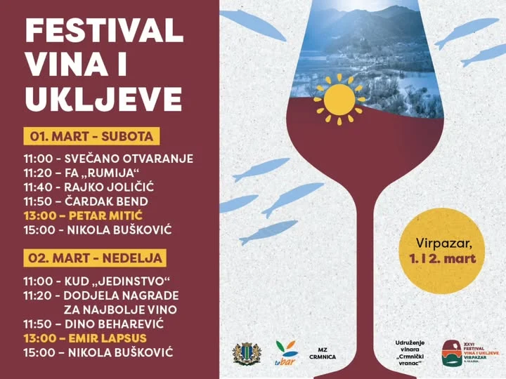 Festival vina i ukljeve 1. i 2. marta u Virpazaru