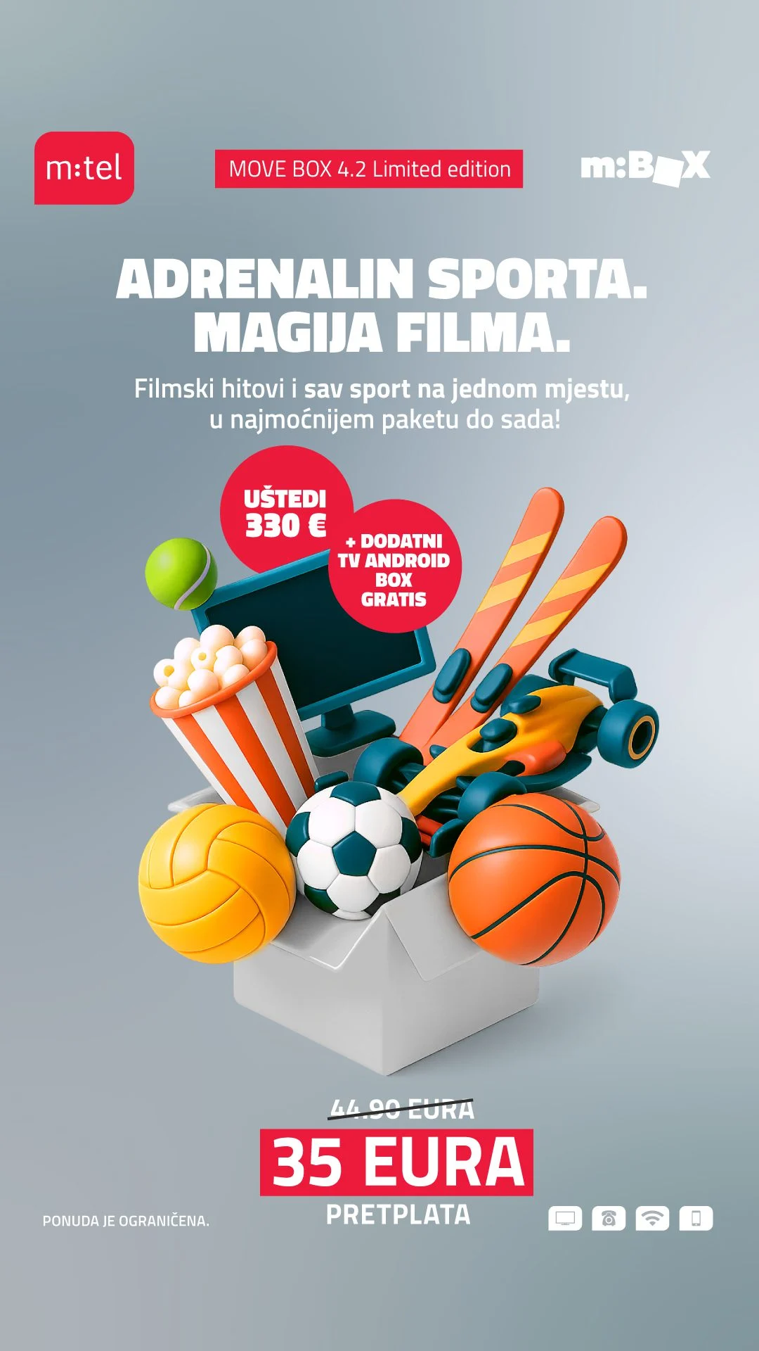 Osjetite adrenalin sporta i magiju filma za 35 eura mjesečno!