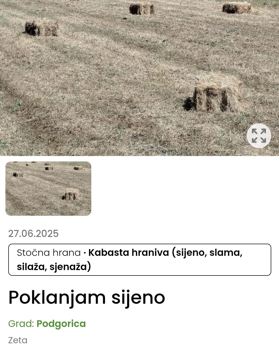 U Zeti poklanjaju balirano sijeno – samo da se makne s livade!