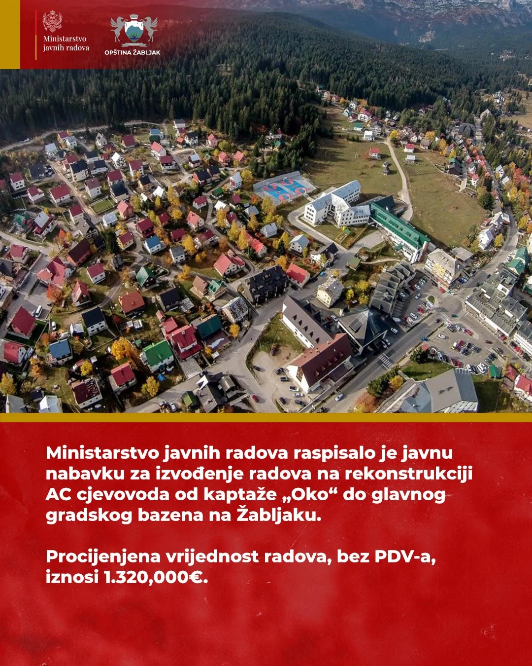 Raspisan tender za rekonstrukciju cjevovoda na Žabljaku, vrijednost radova 1. 320. 000
