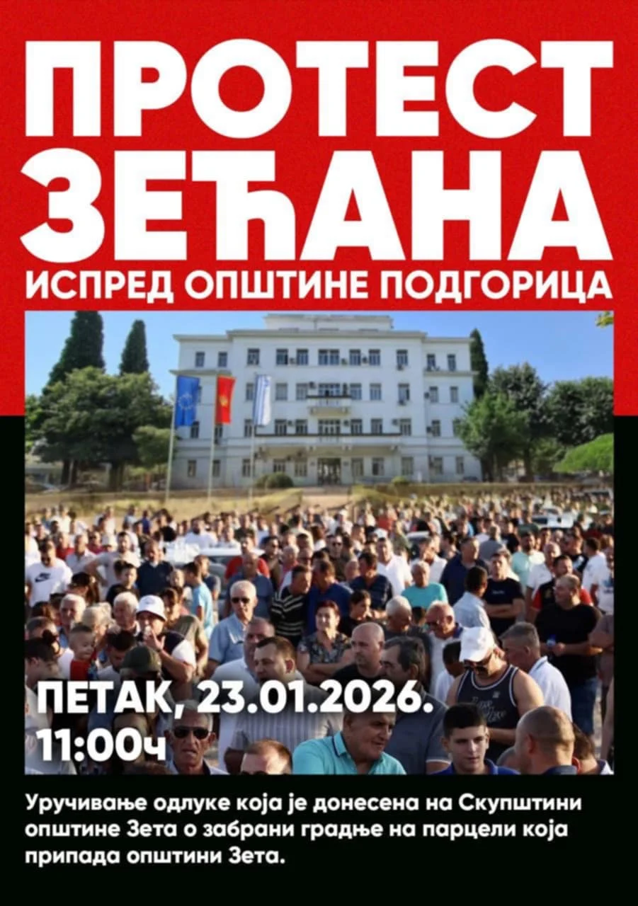 Sjutra protest Zećana ispred Opštine Podgorica