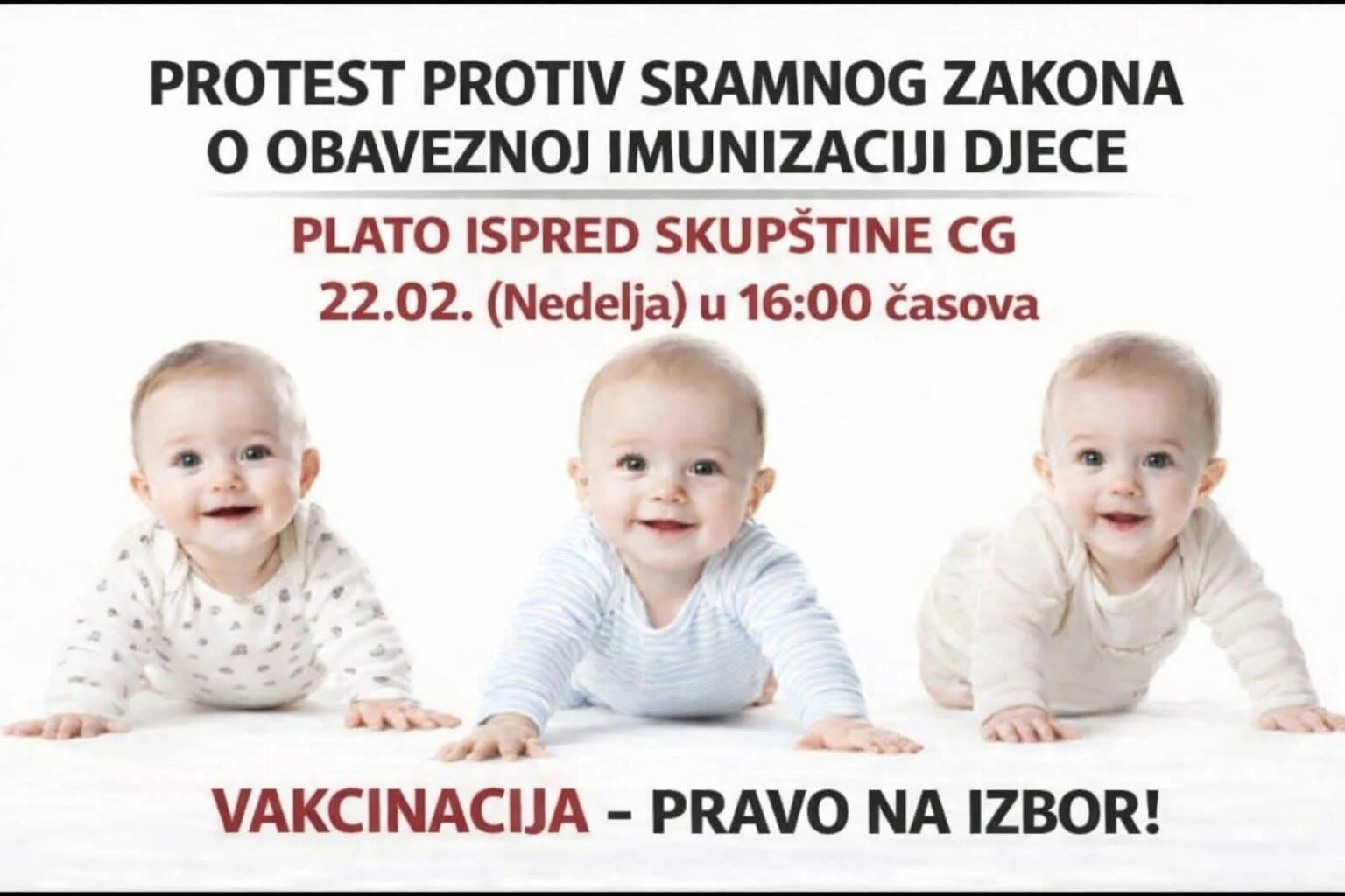 Sjutra protest ispred Skupštine zbog obavezne vakcinacije predškolaca