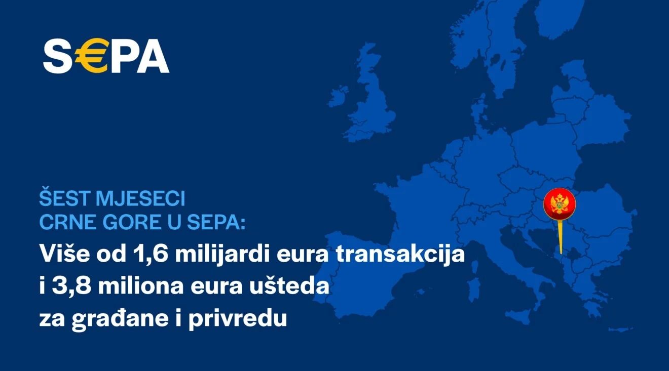 Šest mjeseci Crne Gore u SEPA: Više od 1,6 milijardi eura transakcija i 3,8 miliona eura ušteda za građane i privredu