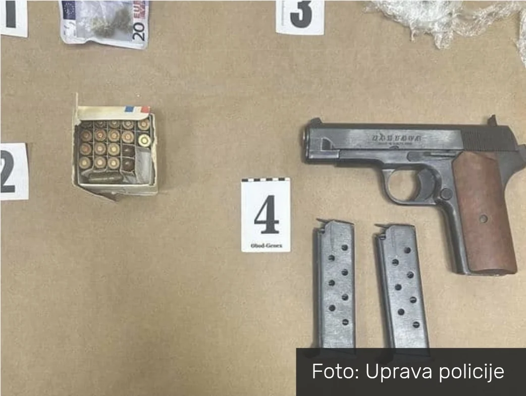 Krivična prijava: Kod djevojke (26) policija pronašla pištolj, municiju i drogu