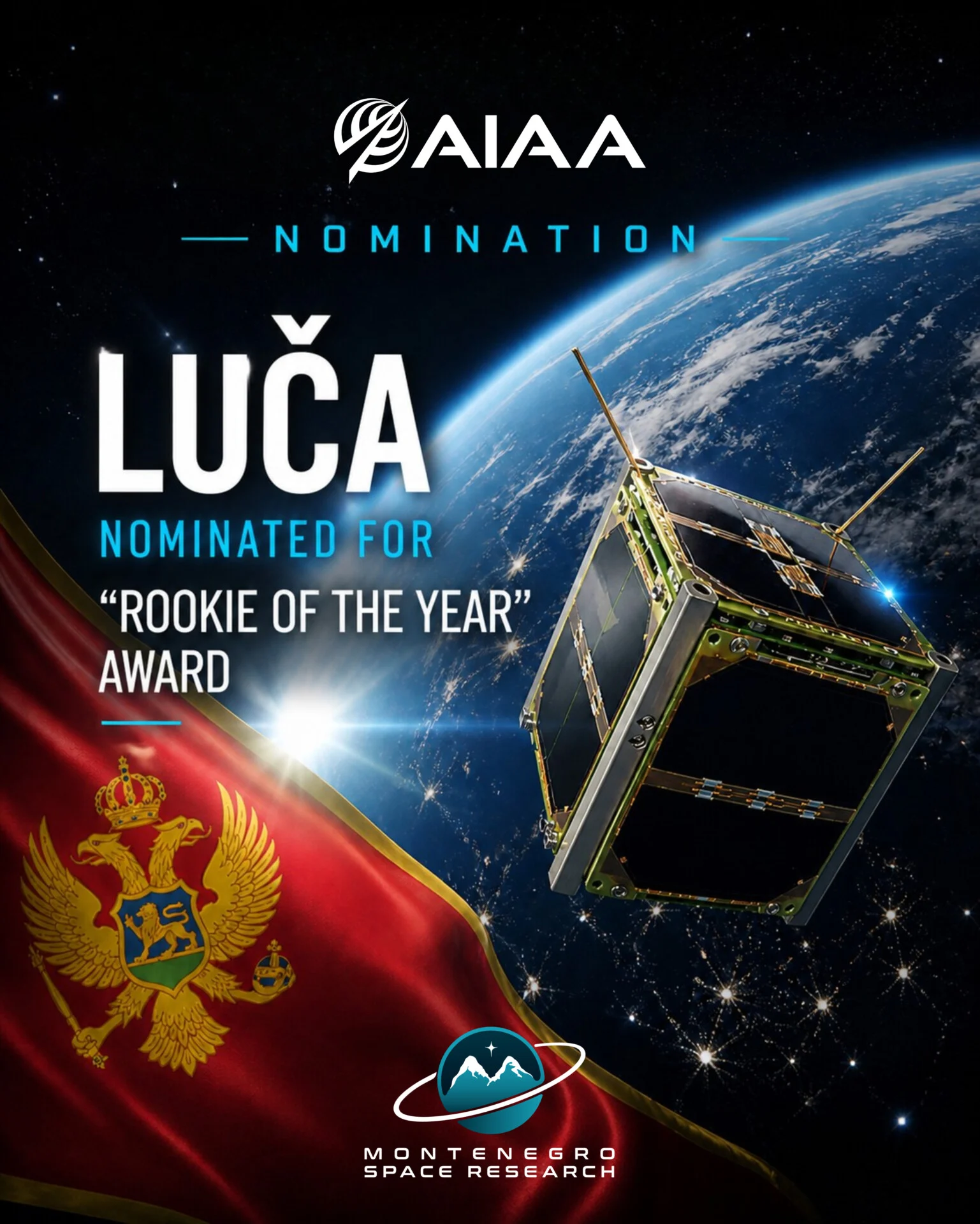 Prvi crnogorski satelit Luča nominovan za prestižnu međunarodnu nagradu “Rookie of the Year”