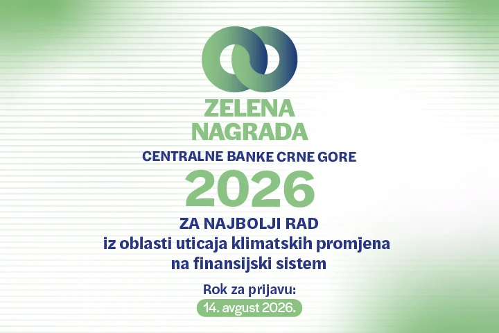 Centralna banka raspisuje konkurs za dodjelu Zelene nagrade za 2026.