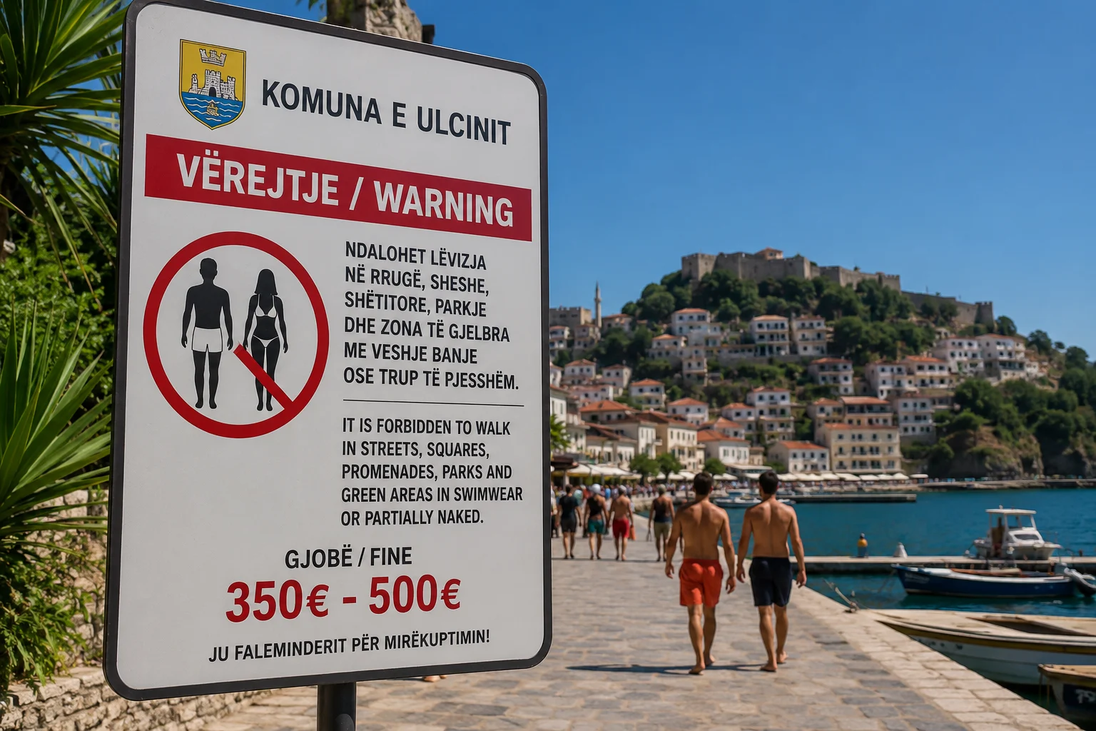 Ulcinj trenira strogoću: Za šetnju u kupaćem kostimu i “djelimično nagim tijelom” van plaža kazne od 350 do 500 eura