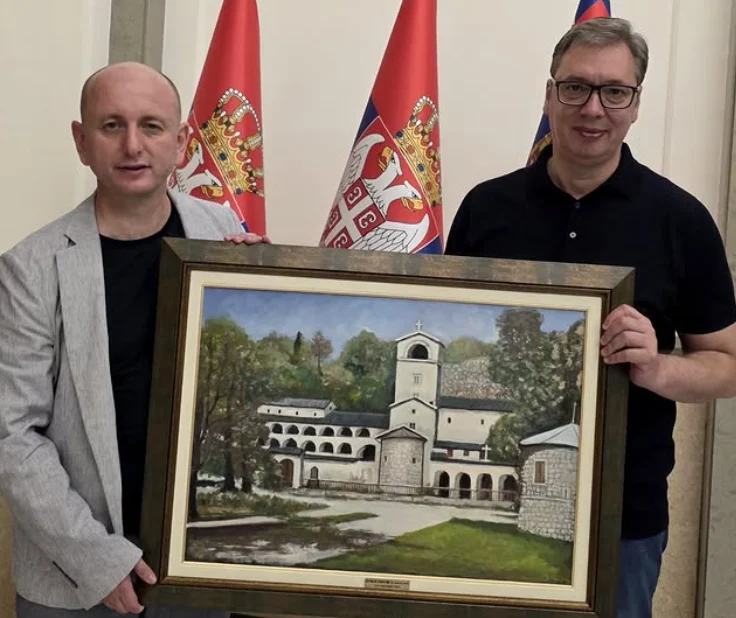 Vučić: Knežević mi poklonio sliku Cetinjskog manastira u ime grupe Srba sa Cetinja