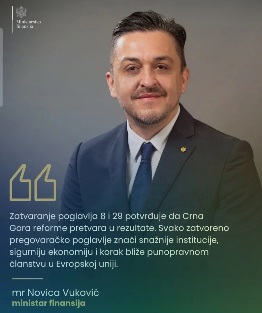 Ministarstvo finansija: Zatvaranjem pregovaračkih poglavlja 8 i 29 nastavlja se evropski reformski zamah