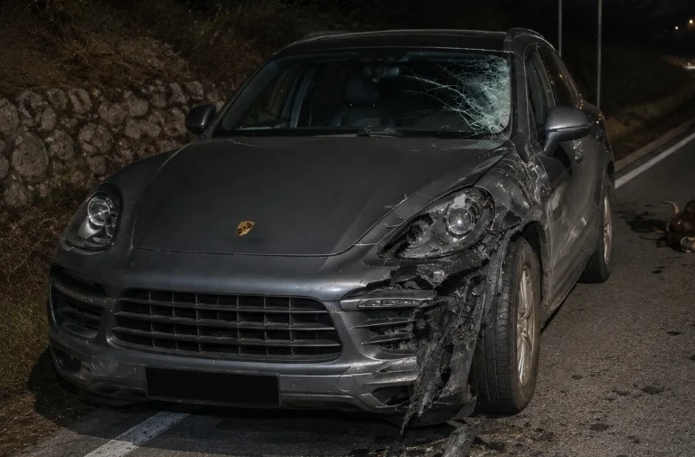 CETINJE -BUDVA: Poršeom udario u kravu, vozač povrijeđen, životinja uginula