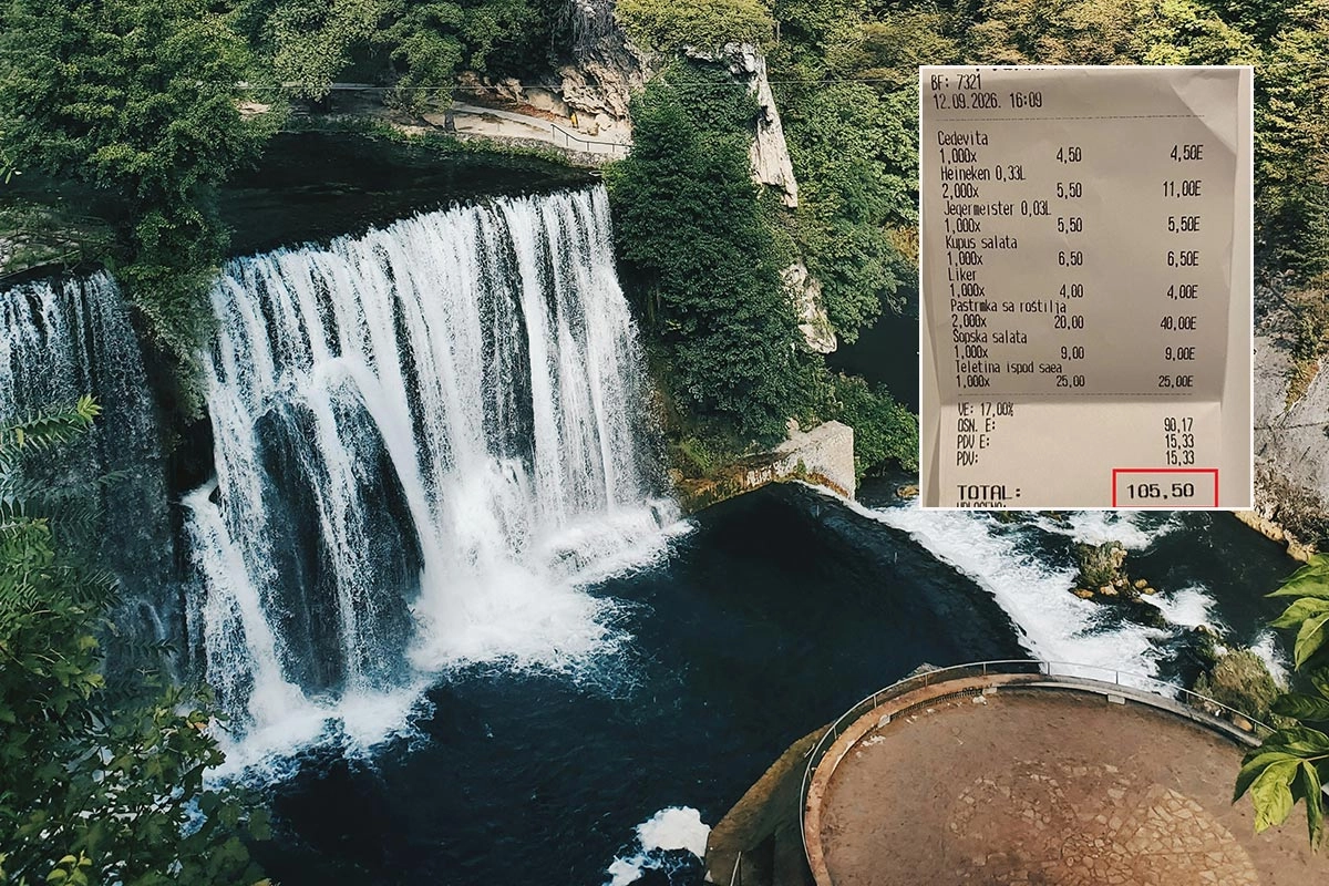 Račun za ručak u Jajcu oduševio turistkinju: Dvije porcije pastrmke, teletina ispod sača, salata od kupusa, šopska salata, Cedevita, dva piva Heineken, Jägermeister i liker sve za 54 eura