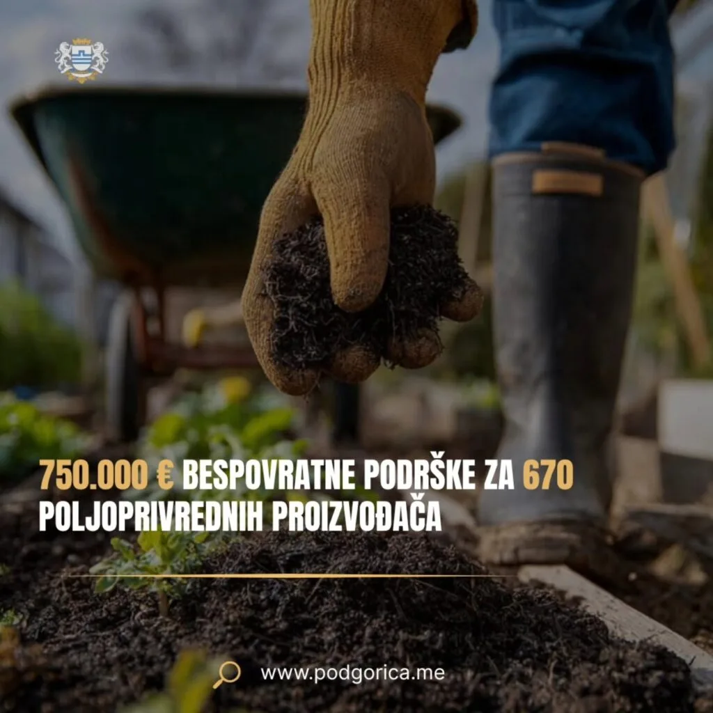 Realizovano 750.000 eura bespovratne podrške za 670 poljoprivrednih proizvođača u Podgorici