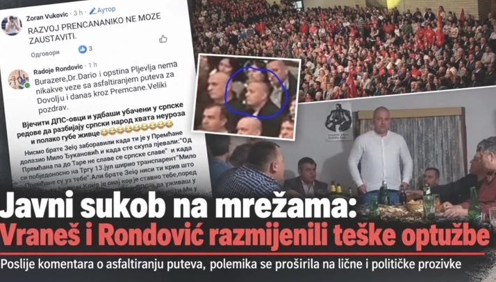 Spor oko asfaltiranja prerastao u javni sukob: Vraneš i Rondović razmijenili teške optužbe