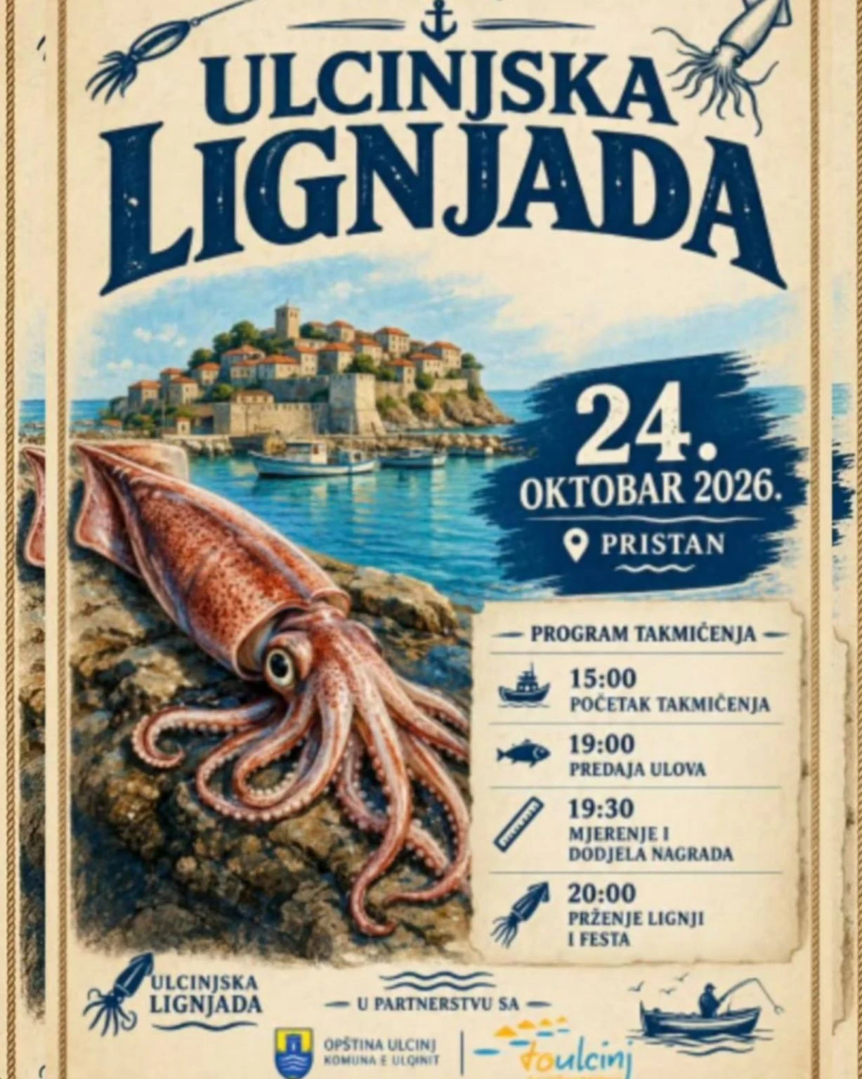 Za ljubitelje lignji: Tradicionalna „Ulcinjska lignjada“ na Pristanu, na kraju prženje lignji i fešta